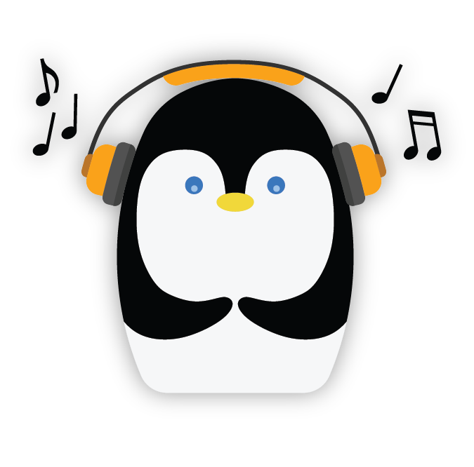 Penguin Listening to Music